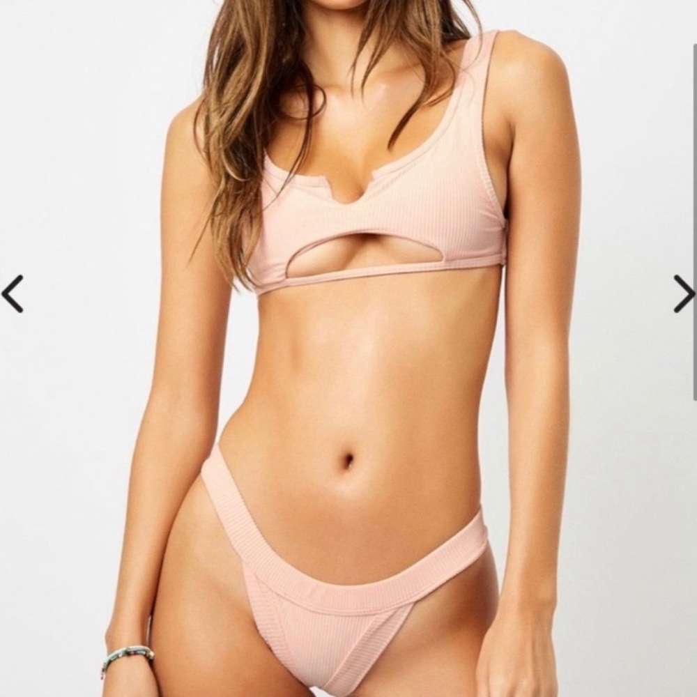 Frankie’s bikinis set, Cole top and bottom, peach color